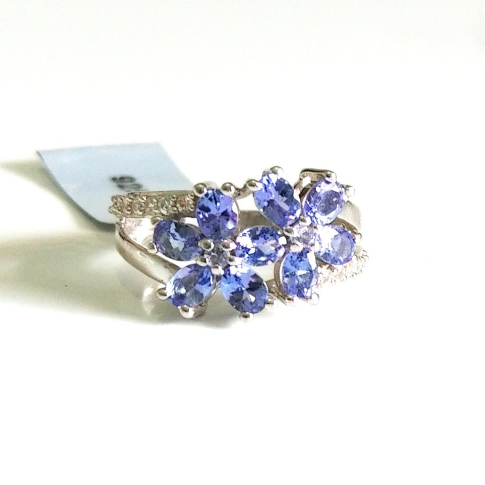 Genuine Blue Tanzanite 925 Silver Ring - Picture 2 of 8
